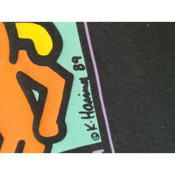 Vintage 1989 Keith Haring Best Buddies Art T-shirt Youth L Black Short Sleeve Su - Picture 5 of 11